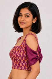 Magenta Ajrakh Printed Mashru Blouse 10061057