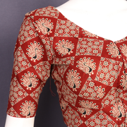 Maroon Cotton Hand Block Printed Padded Blouse 10077153