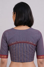 Purple Aari Embroidered Mangalgiri Cotton Blouse 10070741