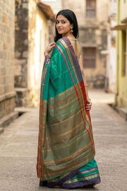 Blue Kanjivaram Pure Silk Saree With Paisley Border 10077896