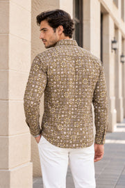Green Full Sleeve Jahota Printed Cotton Mens Shirt 10073161