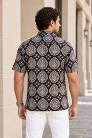 Grey Half Sleeve Jahota Printed Cotton Mens Shirt 10074320
