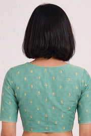 Green Aari Embroidered Chanderi Silk Cotton Blouse 10077778