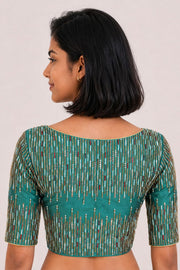 Teal Green Aari Embroidered Tussar Silk Blouse 10077720