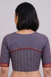 Purple Aari Embroidered Mangalgiri Cotton Blouse 10077744