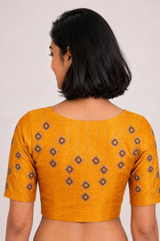 Yellow Aari Embroidered Tussar Silk Blouse 10068918