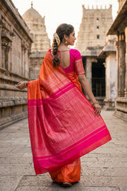 Orange Korvai Kanjivaram Silk Saree 10078166