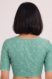 Green Aari Embroidered Chanderi Silk Cotton Blouse 10068927