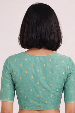 Green Aari Embroidered Chanderi Silk Cotton Blouse 10068927