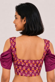 Magenta Ajrakh Printed Mashru Blouse 10061057