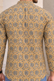 Green Full Sleeve Kalamkari Print Raglan Men's Shirt 10077843