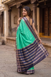 Green Semi Mysore Crepe Silk Saree 10077795