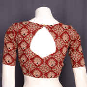 Maroon Cotton Hand Block Printed Padded Blouse 10077153