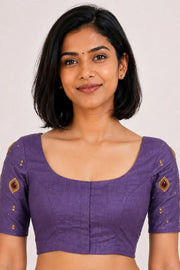 Purple Aari Embroidered Tussar Silk  Blouse 10077714