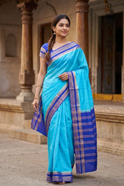 Blue Semi Mysore Crepe Silk Saree 10077794