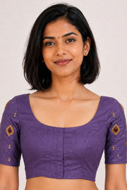 Purple Aari Embroidered Tussar Silk  Blouse 10077760