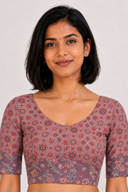 Brown Ajrakh Printed Cotton Blouse 10060443