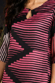Pink Color Printed Vegan Charmeuse Silk Dress 10077271