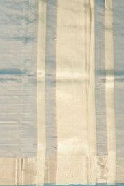 Sea Mist Blue Banarasi Tissue Silk Saree With Zari Border 10074278