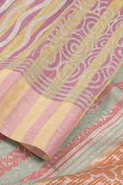 MultiColour Hand Block Printed Chanderi Saree 10049147