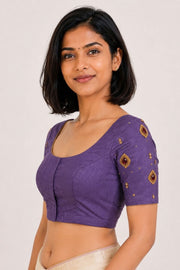 Purple Aari Embroidered Tussar Silk  Blouse 10066109