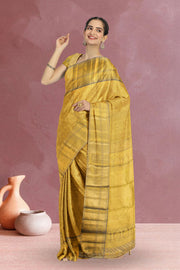Harvest Gold Yellow Bridal Kanjivaram Tissue Silk Saree 10063073