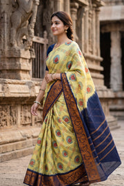 Light Yellow Sungudi Saree 10078063