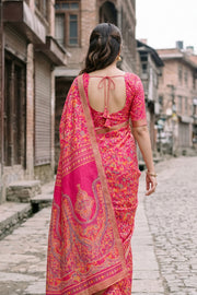 Pink Kani Printed Silk Saree 10077877