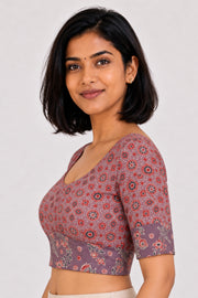 Brown Ajrakh Printed Cotton Blouse 10060443