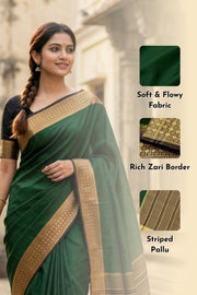 Green Semi Mysore Crepe Silk Saree 10077808