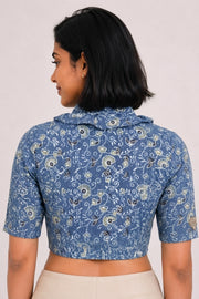 Blue Ajrakh Printed Cotton Blouse 10072503
