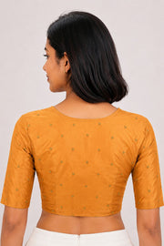 Mustard Yellow Aari Embroidered Tussar Silk Blouse 10070434