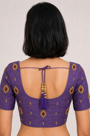 Purple Aari Embroidered Tussar Silk  Blouse 10077760