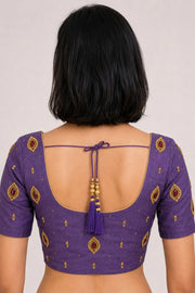 Purple Aari Embroidered Tussar Silk  Blouse 10077714