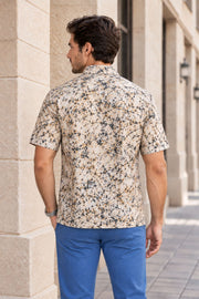 Black Half Sleeve Batik Printed Cotton Mens Shirt 10076353