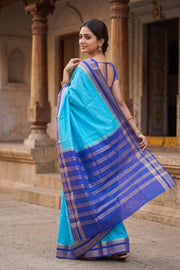Blue Semi Mysore Crepe Silk Saree 10077794