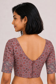 Brown Ajrakh Printed Cotton Blouse 10060443