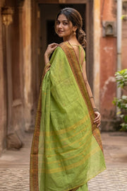 Leaf Green Handloom Chettinad Cotton Saree 10077307