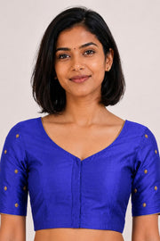 Azure Blue Aari Embroidered Tussar Silk Blouse 10070438