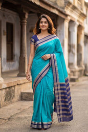 Blue Semi Mysore Crepe Silk Saree 10077792