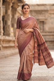 Brown Kanjivaram Tissue Silk EttuKol Saree with Seepu Rekku Border 10077917