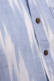 Blue Half Sleeve Handloom Ikat Cotton Men's Shirt 10077851