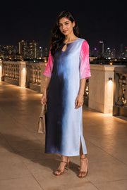 Multi Colour Printed Vegan Charmeuse Silk Dress 10077270