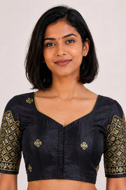 Black Aari Embroidered Silk Blouse 10077727