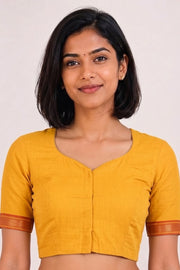 Yellow Aari Embroidered Mangalgiri Cotton Blouse 10070745