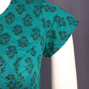 Blue Cotton Block Printed Padded Blouse 10077149