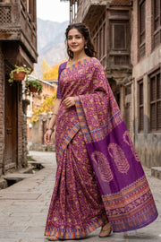 Violet Kani Printed Silk Saree 10077878