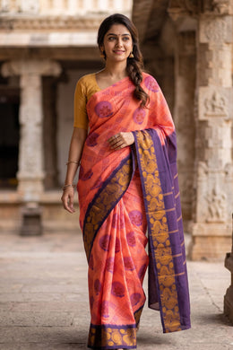 Peach Sungudi Saree 10078062