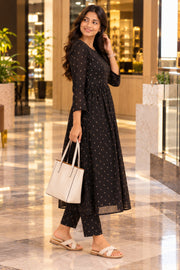 Black Printed Cotton Kurta Co-ord Set 10078207