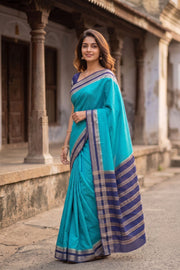 Blue Semi Mysore Crepe Silk Saree 10077792